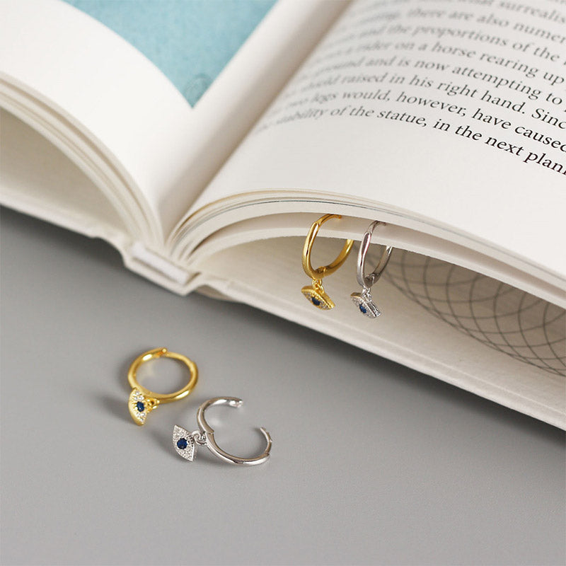 Wear FengShui 925 Sterling Silver Evil Eye Blessing Protection Stud Earrings