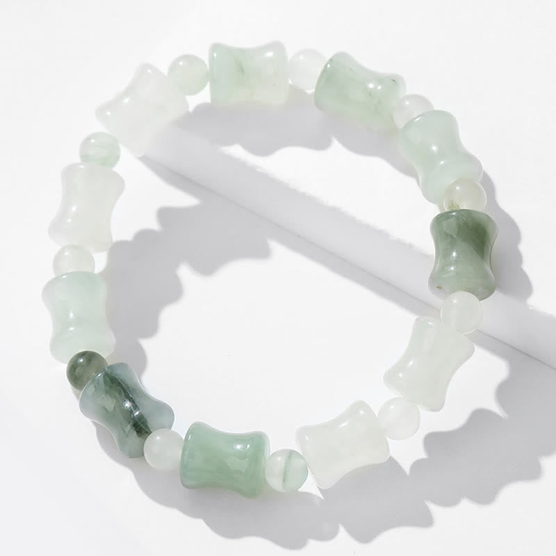 Wear FengShui Jade Coconut Shell Bamboo Pattern Abundance Luck Bracelet