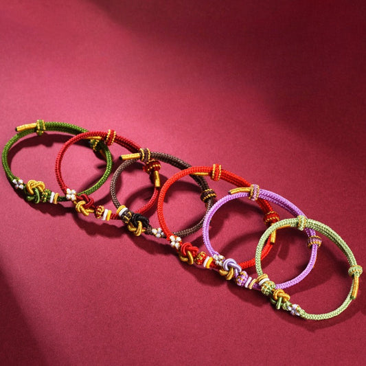 Handmade Red String Bracelet with Double Heart Knot – Couples Blessing Charm