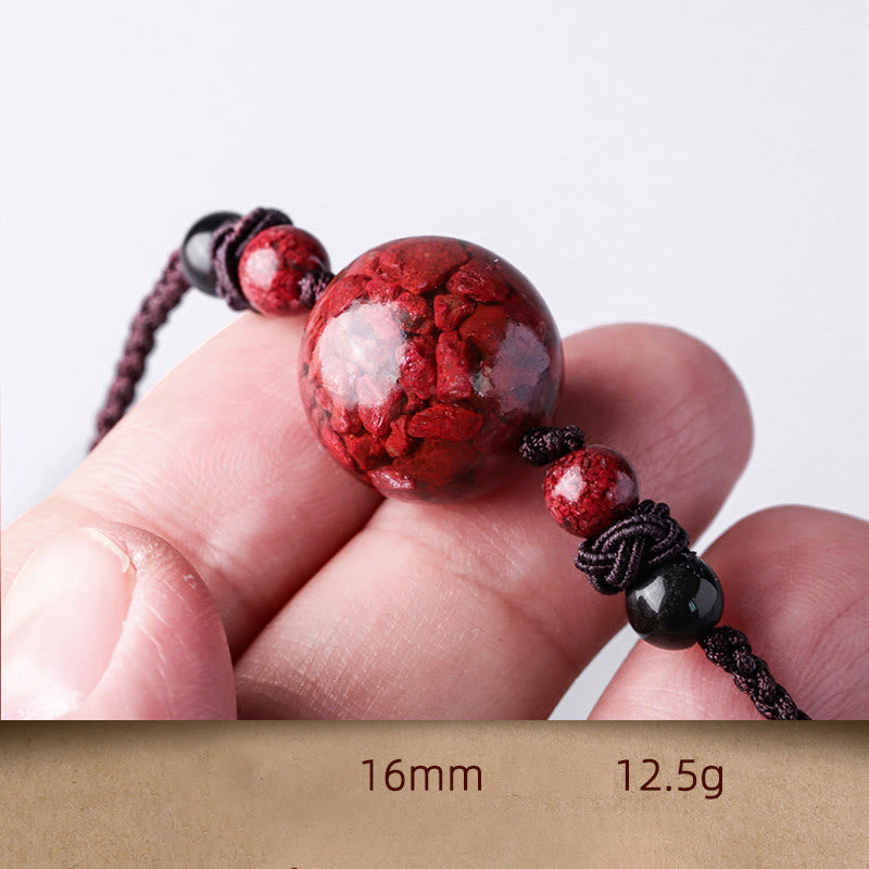 Wear FengShui Natural Cinnabar Stones Bead Blessing Necklace Pendant
