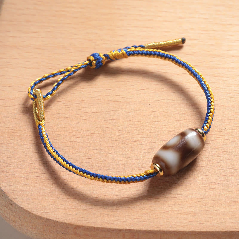 Wear FengShui Tibetan Three-eyed Dzi Bead Luck Happiness Bracelet