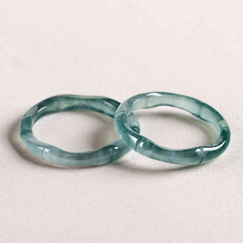 Wear FengShui Natural Jade Bamboo Prosperity Abundance Ring