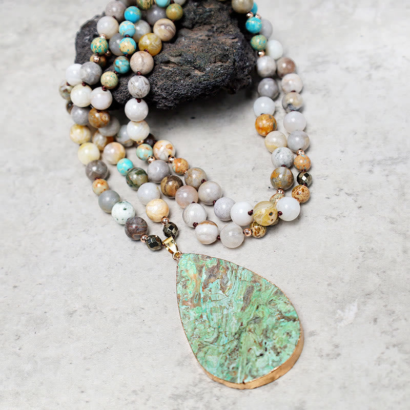 Wear FengShui Natural Ocean Picasso Jasper Beaded Healing Neckace