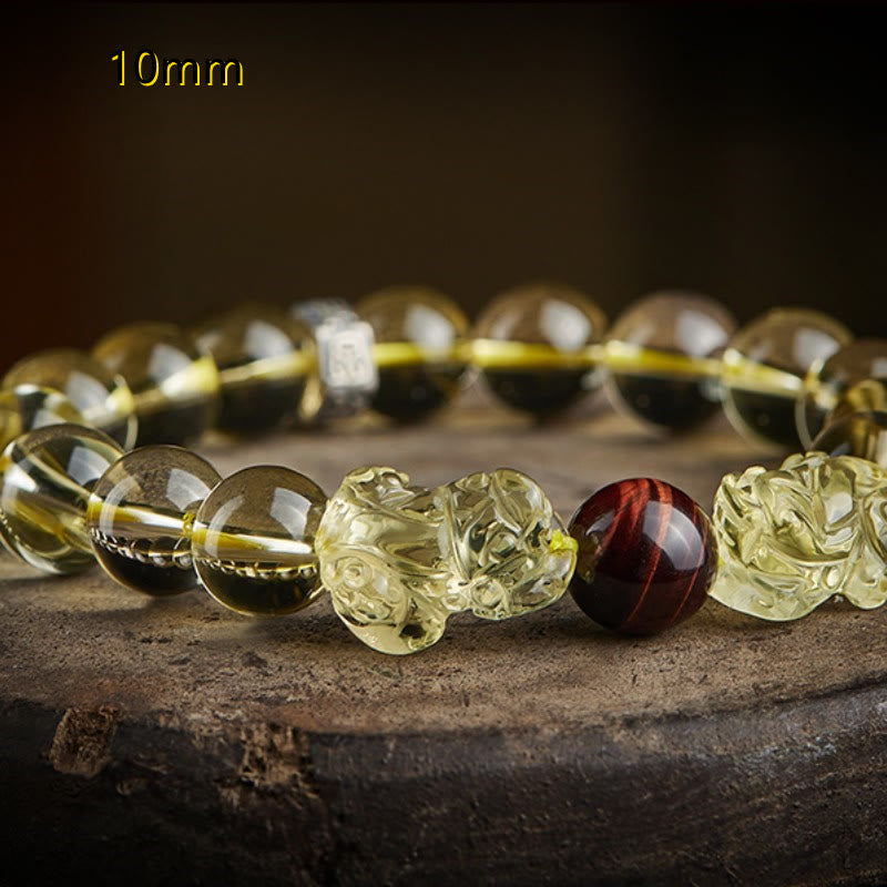 Wear FengShui Natural Citrine Double PiXiu Tiger Eye Prosperity Protection Bracelet