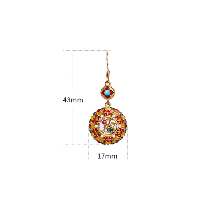 Wear FengShui 24K Gold Plated Dunhuang Color Elk Copper Balance Drop Earrings