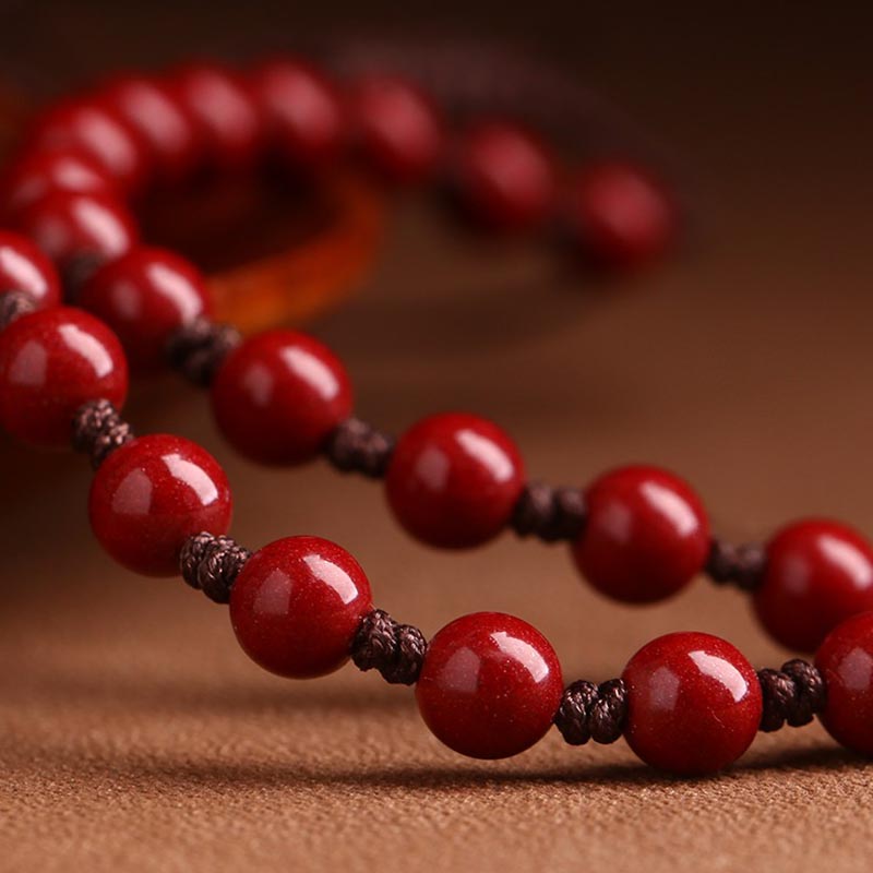 Wear FengShui Year Of The Dragon Natural Cinnabar Hetian Jade Bead Copper Coin Attract Wealth Strength Necklace Pendant