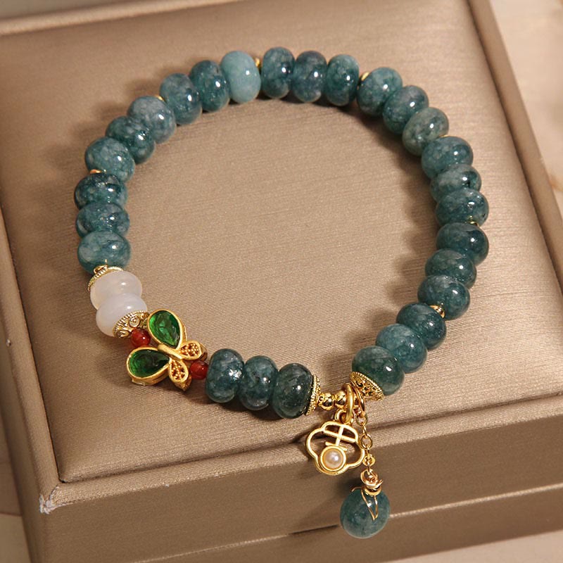 Wear FengShui Jade White Agate Butterfly Abacus Beads Abundance Bracelet