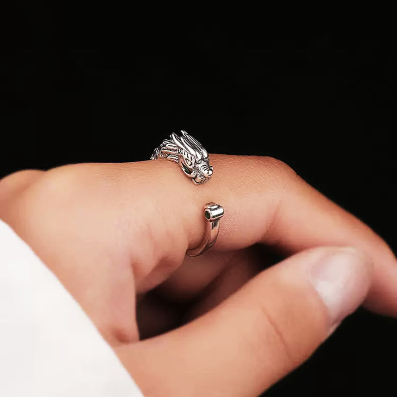 Wear FengShui Vintage Dragon Design Success Strength Adjustable Ring