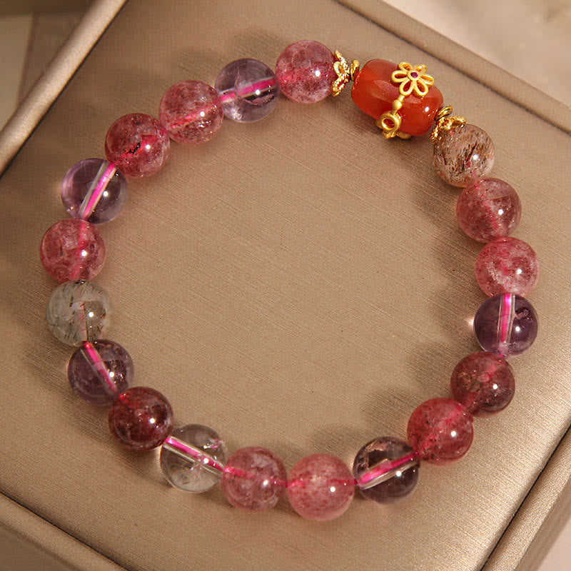 Wear FengShui Natural Super Seven Crystal Red Agate Positivity Bracelet