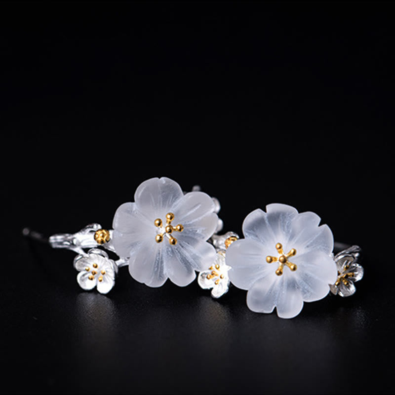 Wear FengShui 925 Sterling Silver Plum Blossom Floral Blessing Earrings