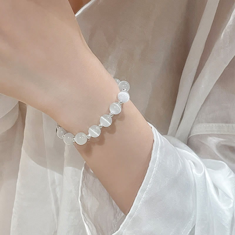 Wear FengShui Natural Cat's Eye Moonstone Strawberry Quartz PiXiu Support Bracelet