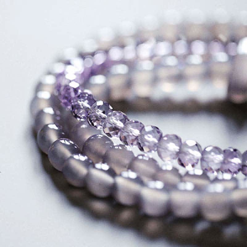 Wear FengShui Natural Amethyst Crystal Meditation Healing Bracelet