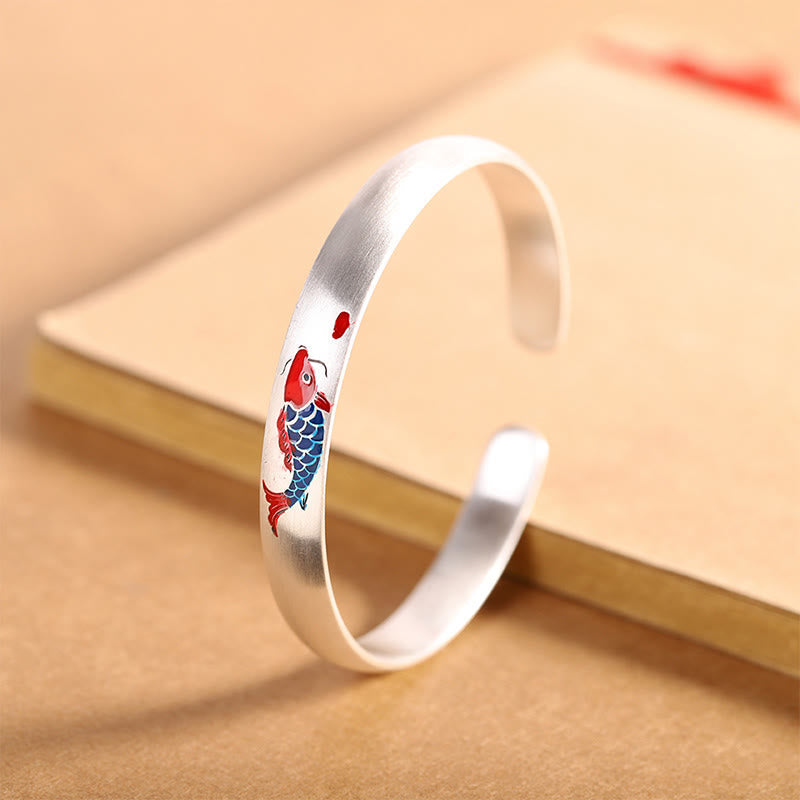 Wear FengShui 999 Sterling Silver Koi Fish Luck Cuff Bracelet Bangle