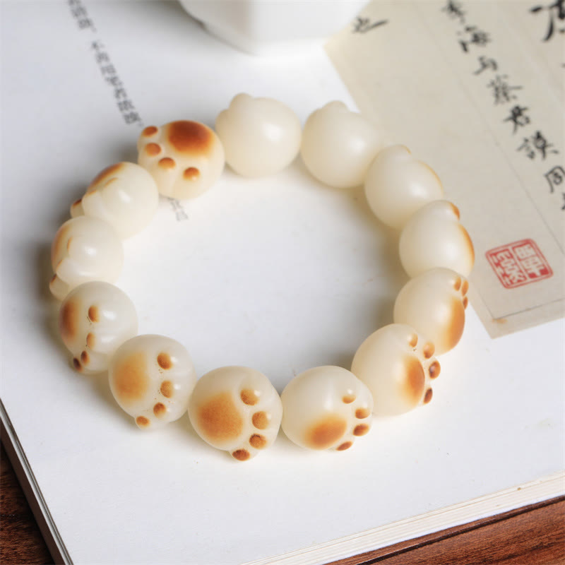 Wear FengShui Cute Cat Paw Claw Bodhi Seed Peace Bracelet