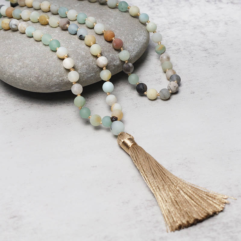 Wear FengShui 108 Amazonite Beads Tassel Mala Bracelet
