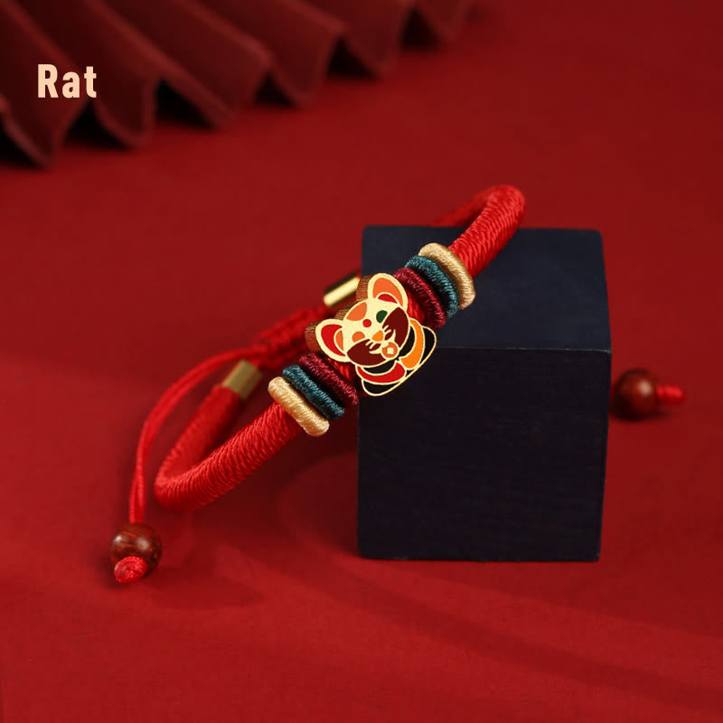 Wear FengShui Handmade 925 Sterling Silver Year of the Dragon Cute Chinese Zodiac Luck Braided Red Bracelet