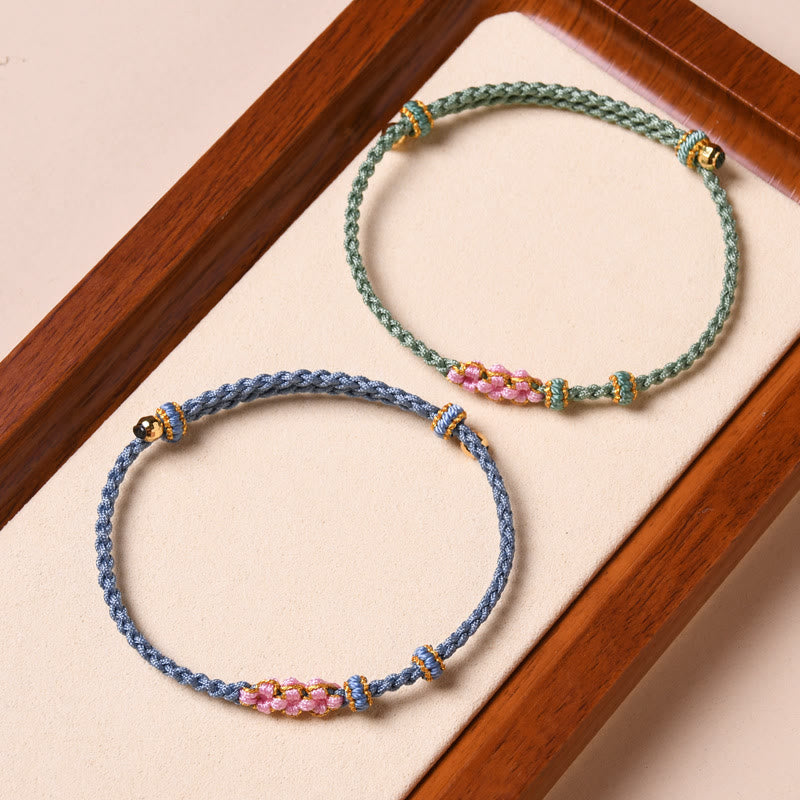 Wear FengShui Handmade Peach Blossom Protection Braided Rope Bracelet