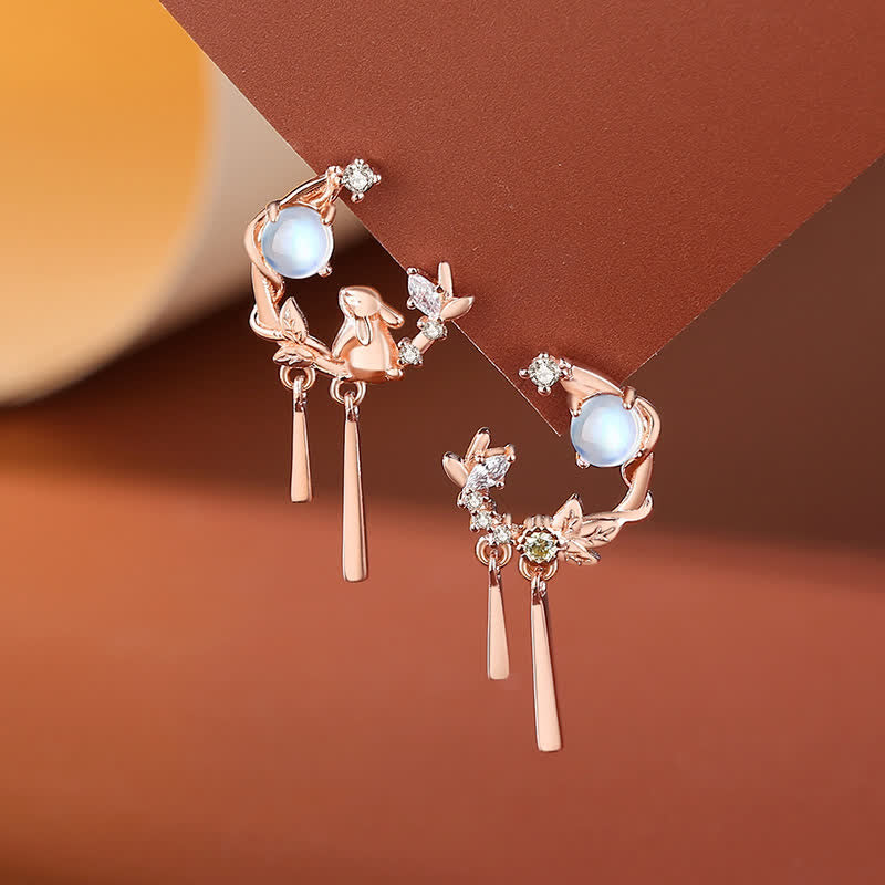 Wear FengShui 925 Sterling Silver Year of the Rabbit Moonstone Moon Flower Pattern Necklace Pendant Bracelet Earrings
