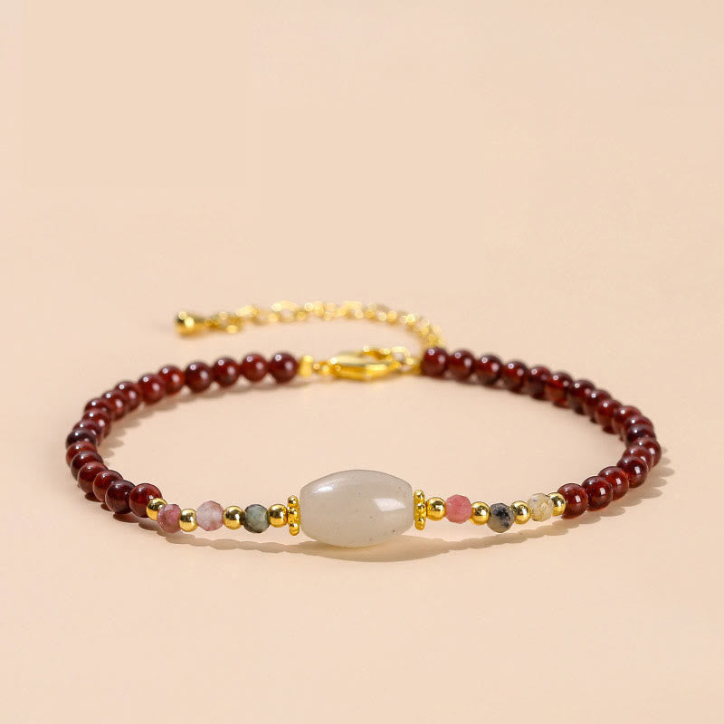 Wear FengShui Garnet Jade Tourmaline Bead Passion Bracelet