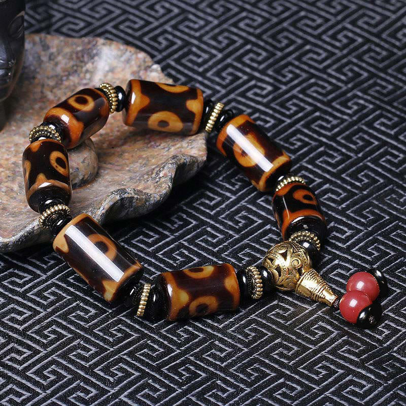 Wear FengShui Tibetan Nine-Eye Dzi Bead Fortune Charm Bracelet