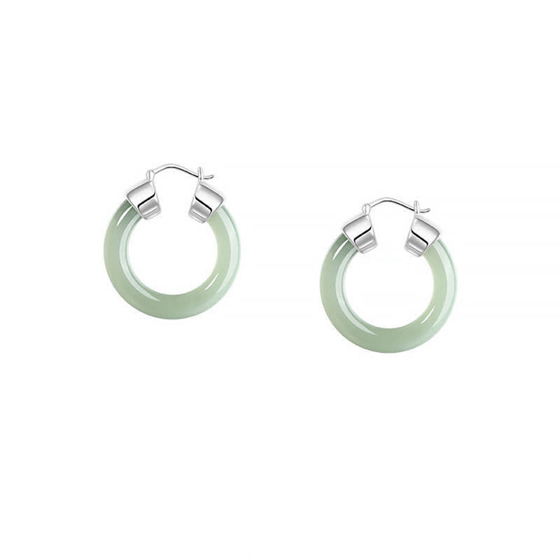 Wear FengShui Round Jade White Jade Prosperity Earrings