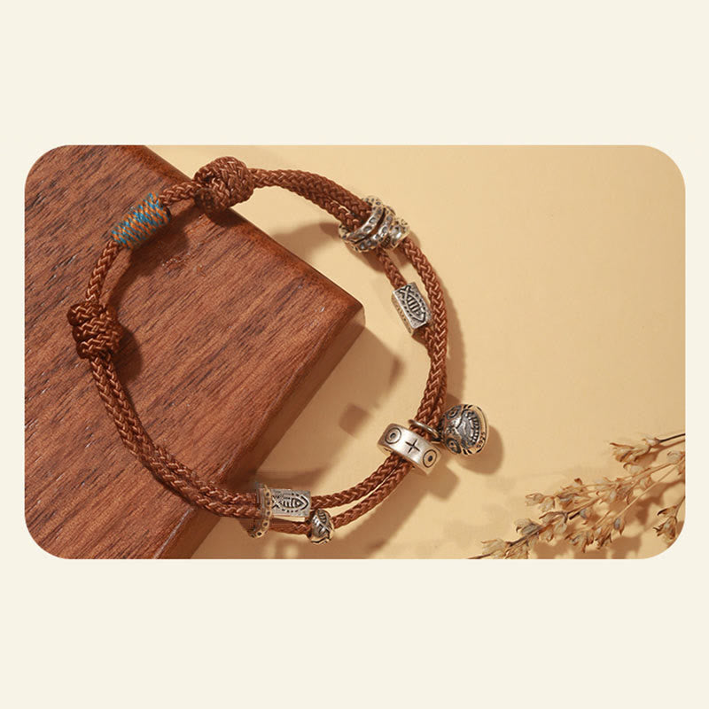 Wear FengShui 925 Sterling Silver Gold Swallowing Beast Koi Fish Wealth Handcrafted Braided Bracelet