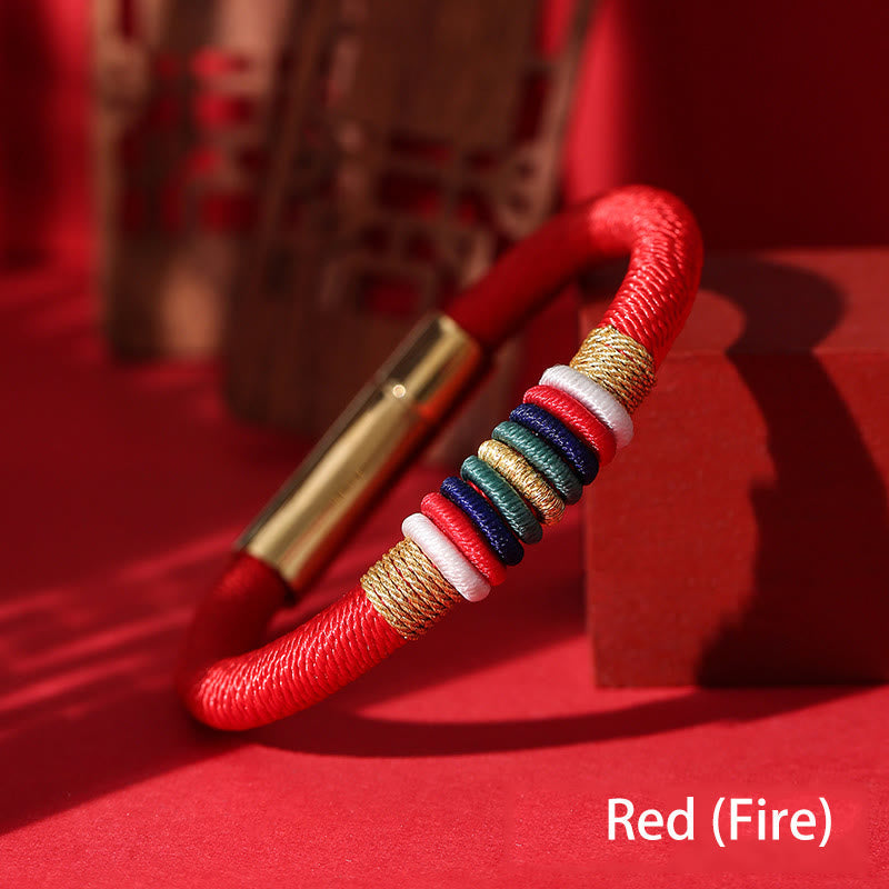 Wear FengShui Tibetan Handmade Colorful King Kong Knot Five Elements Luck Braid String Bracelet