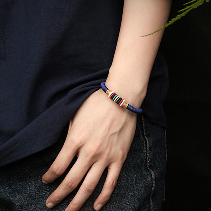 Wear FengShui Tibetan Handmade Colorful King Kong Knot Five Elements Luck Braid String Bracelet