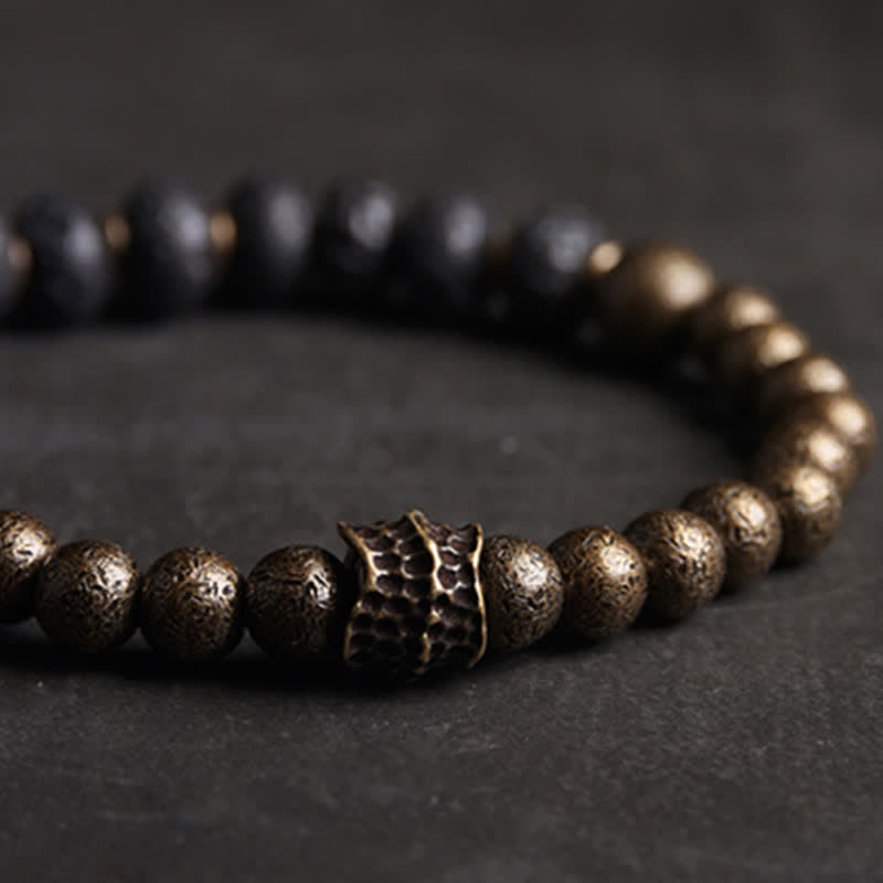 Wear FengShui Lava Rock Stone Copper Balance Cuff Bracelet Bangle