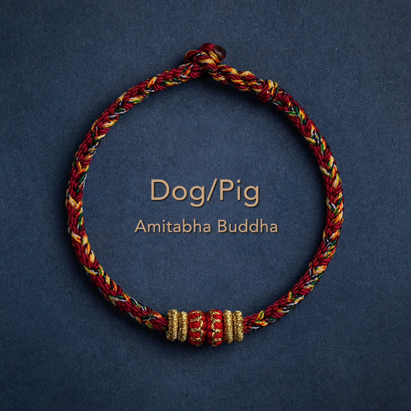 Wear FengShui Tibet Handmade Chinese Zodiac Natal Buddha Luck Strength Braided String Bracelet