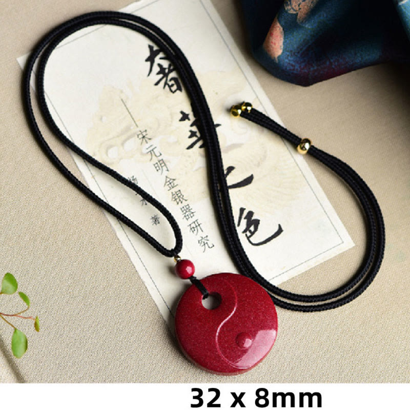 Wear FengShui Laughing Buddha Yin Yang Chinese Zodiac Gourd Natural Cinnabar Blessing Necklace Pendant