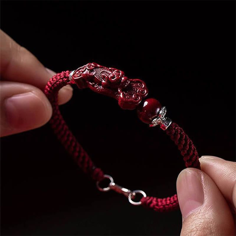 Wear FengShui Handcrafted PiXiu Cinnabar Wealth Luck Braided Bracelet