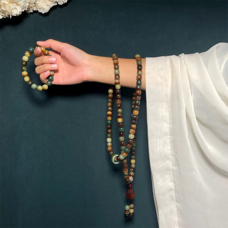 Wear FengShui 108 Mala Beads Bodhi Seed Peace Wisdom Bracelet Wrist Mala Pocket Mala