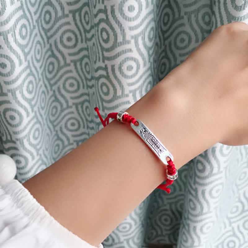 Wear FengShui 925 Sterling Silver Red String Luck Strength Braid Bracelet