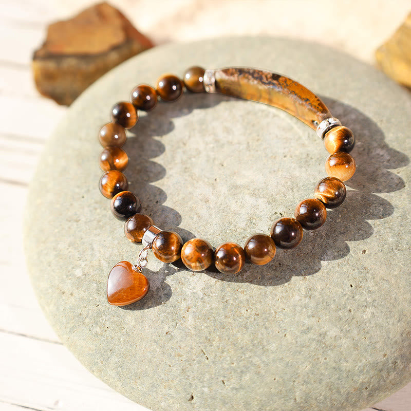 Wear FengShui Natural Quartz Love Heart Healing Beads Bracelet