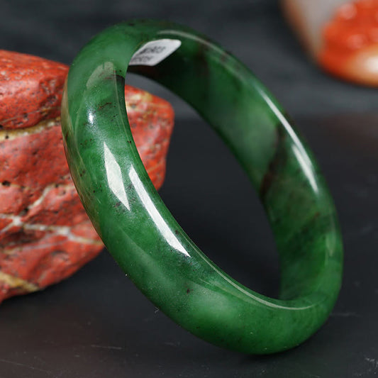 Wear FengShui Natural Hetian Cyan Jade Happiness Success Bracelet Bangle