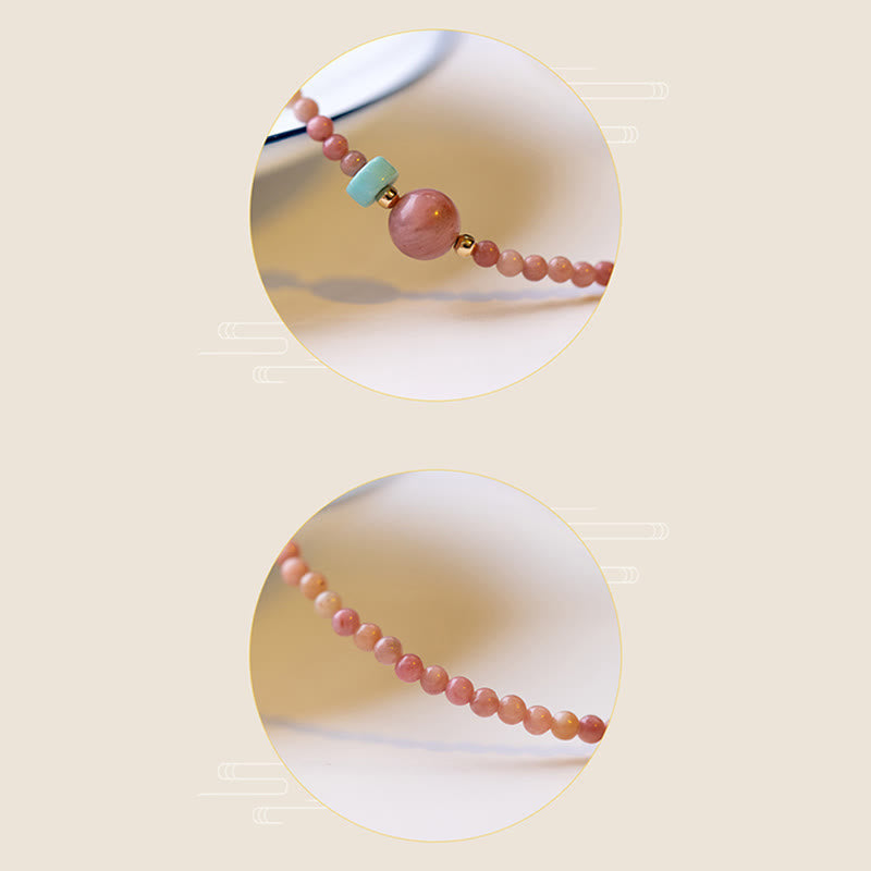 Wear FengShui 14K Gold Plated Natural Rhodonite Loving Energy Chain Bracelet