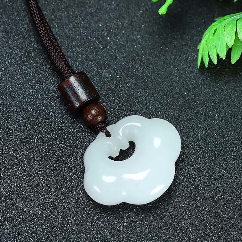Wear FengShui Tianshan Jade Golden Silk Jade Chinese Lock Charm Abundance Necklace Pendant