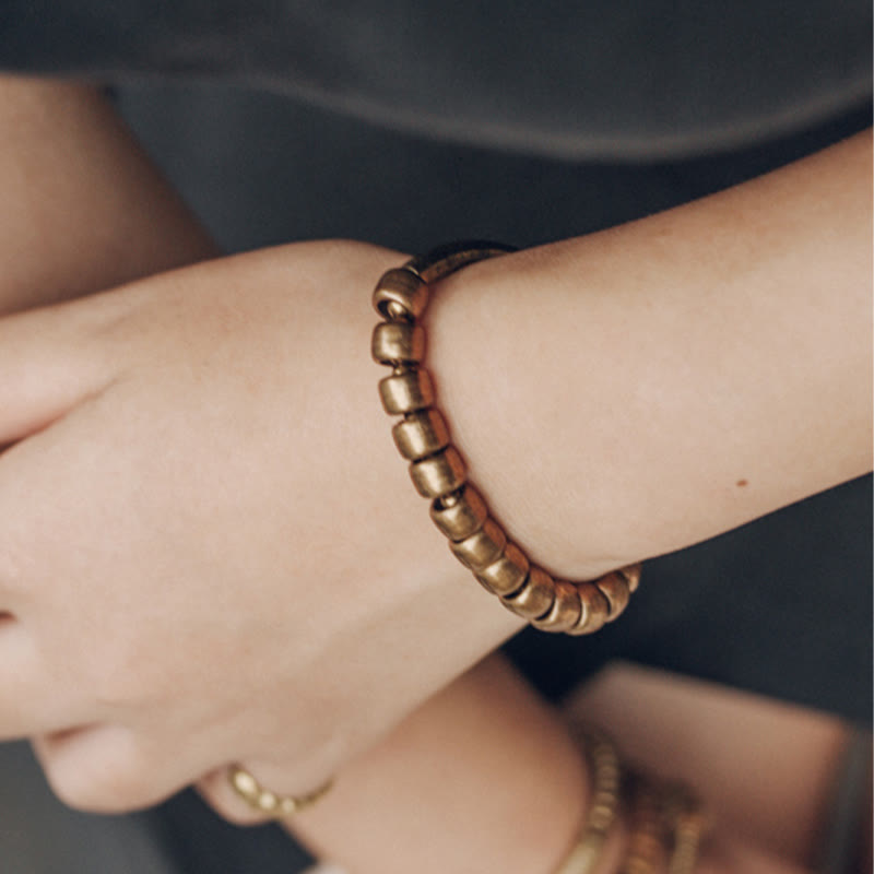 Wear FengShui Simple Design Copper Brass Bead Luck Wealth Bracelet