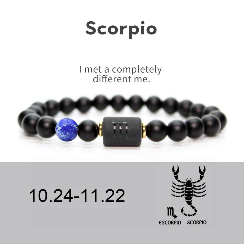 Wear FengShui 12  Constellations of the Zodiac Black Onyx Adjustable Bracelet