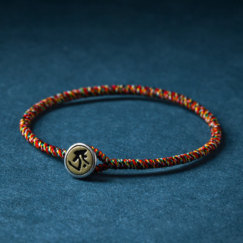 Wear FengShui Handmade 925 Sterling Silver Chinese Zodiac Natal Buddha Protection Colorful Rope Bracelet