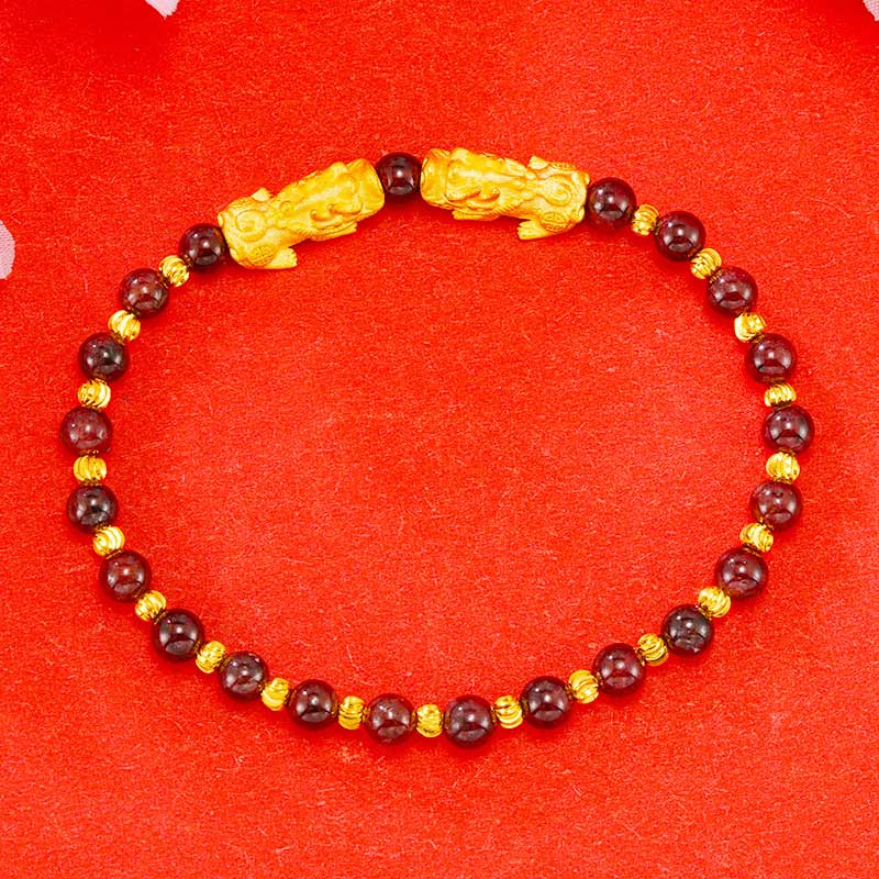 Wear FengShui Electroplating Golden Double Pixiu Wealth Bracelet