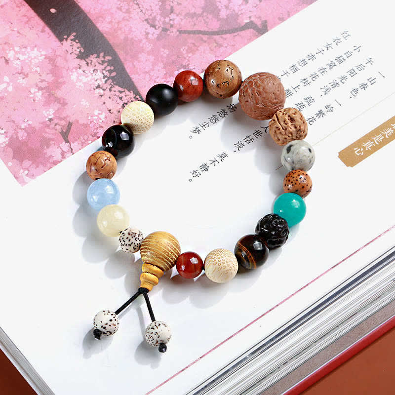 Wear FengShui Bodhi Seed Agate Wisdom Harmony Wrist Mala Bracelet
