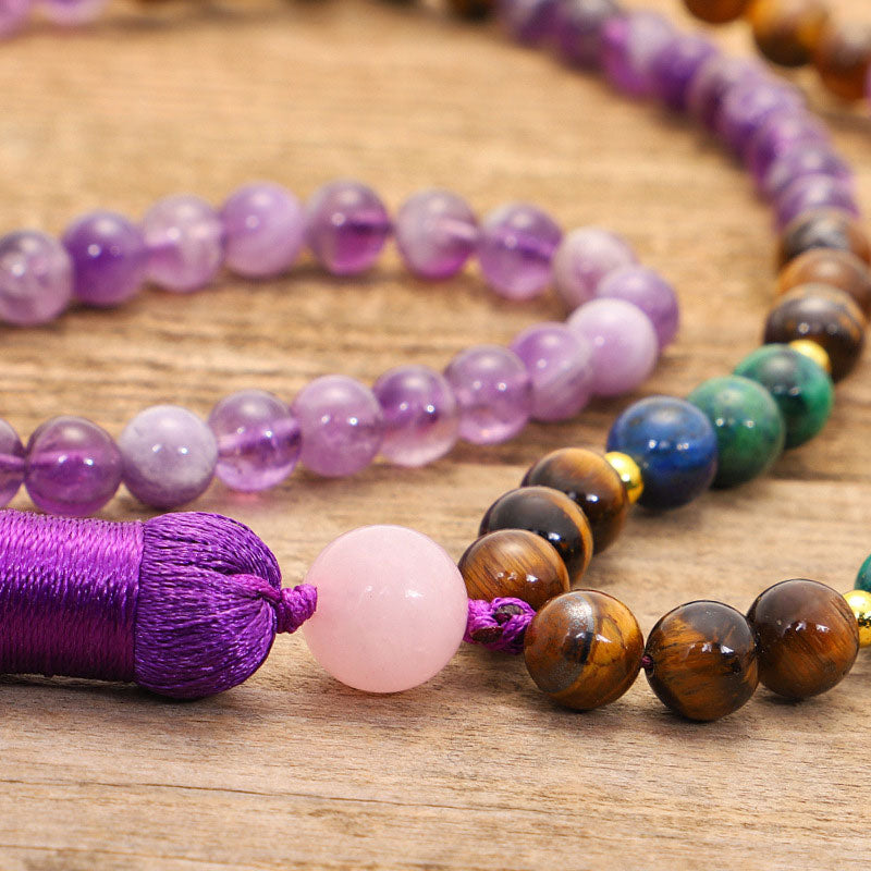 Wear FengShui Tibetan Amethyst Purify Bracelet Mala Set