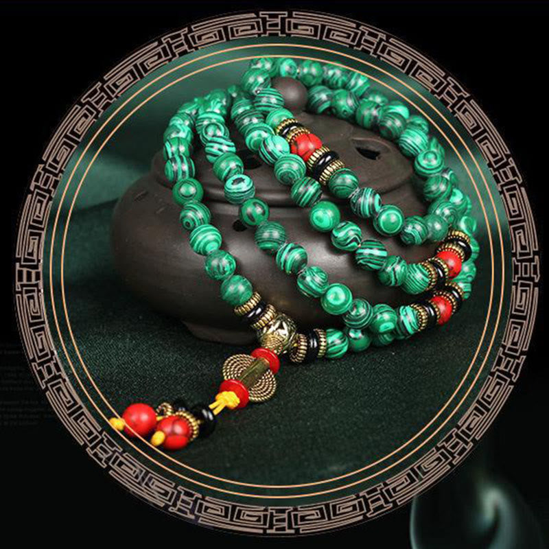 Wear FengShui Tibetan 108 Mala Malachite Beads Bracelet Necklace