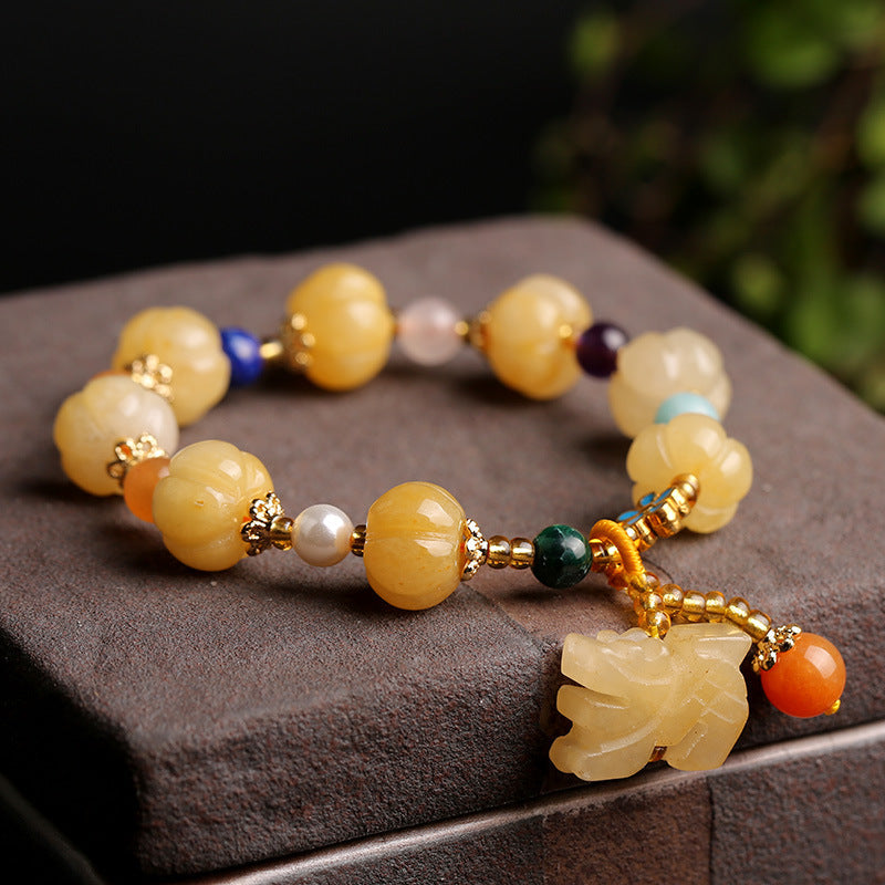 Wear FengShui Golden Silk Jade Pixiu Wealth Bracelet