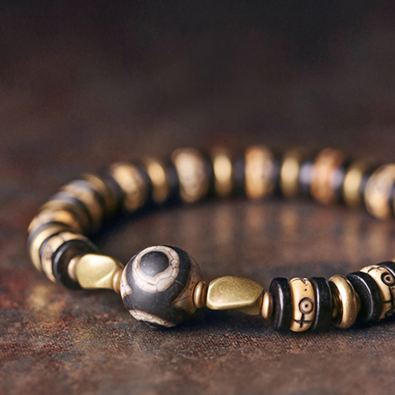 Wear FengShui Tibetan Bone Beads Ebony Wood Strength Bracelet