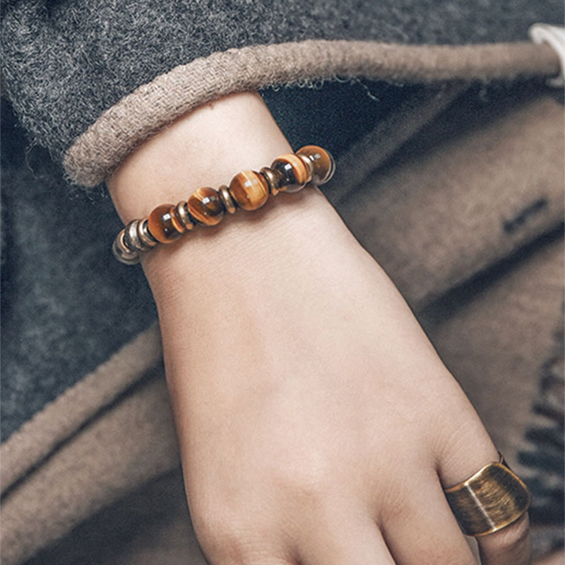 Wear FengShui Tiger Eye Stone Copper Protection Bracelet