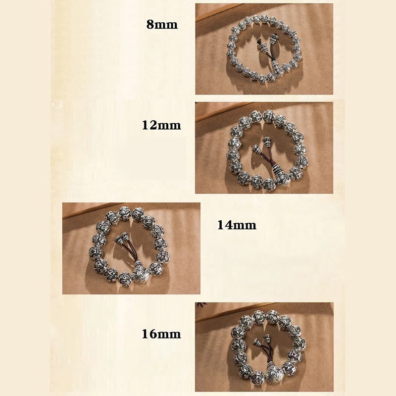 Wear FengShui Tibetan Om Mani Padme Hum Carved Alloy Beads Amulet Bracelet