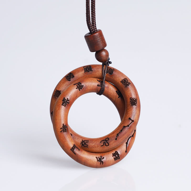 Wear FengShui Lightning Struck Jujube Wood Taoist Yin Yang Ring Qiankun Circle Leizu Taboo Luck Necklace Pendant
